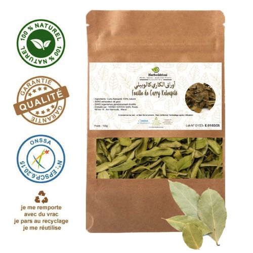 Kaloupilé Riche en fer et Acide folique (feuilles de Curry) 100g