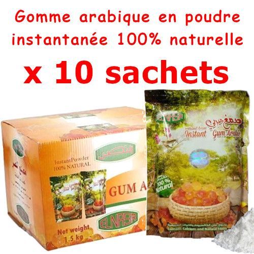 Gomme arabique en poudre 10 sachets 150g - Immunité constipation glycémie perte de poids...