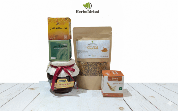 Pack Vitalité : Miel de Sidr pur, Pollen d’abeille, Ginseng rouge, Gelée royale & Pollen de palmier.