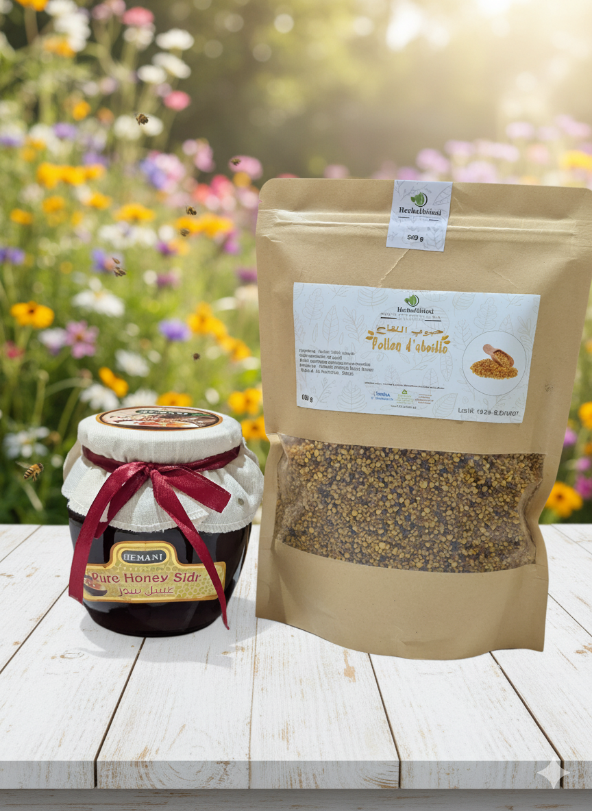 Pack Vital Ruche : Miel de Sidr pur du Pakistan et Pollen d’Abeille naturel
