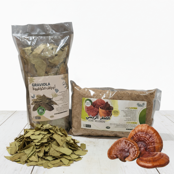 Pack Immunité & Vitalité – Feuilles de Graviola 200 g + Champignon Reishi Moulu 250 g