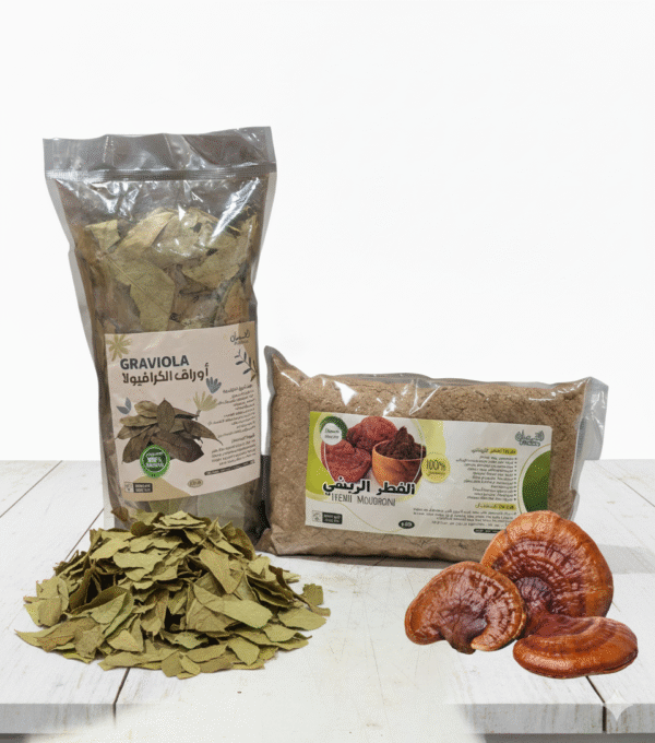 Pack Immunité & Vitalité – Feuilles de Graviola 200 g + Champignon Reishi Moulu 250 g